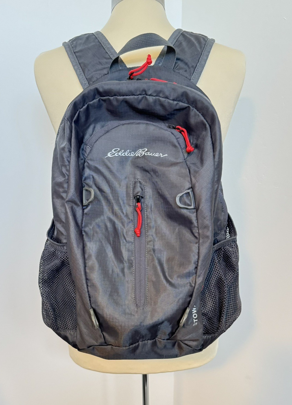 Eddie Bauer STOWAWAY 20L Packable Backpack Gray Lightweight Nylon Daypack